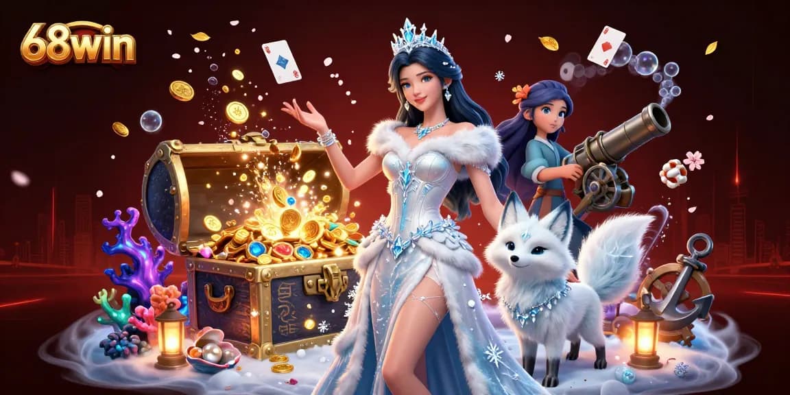 Experience thrilling gameplay at 68win with vibrant illustrations showcasing casino excitement.