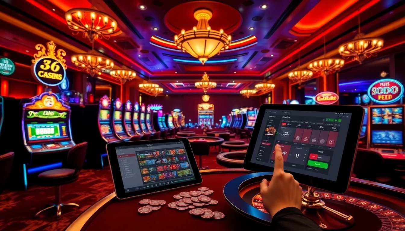 SODO66 players enjoying a vibrant casino environment filled with slot machines and poker tables.