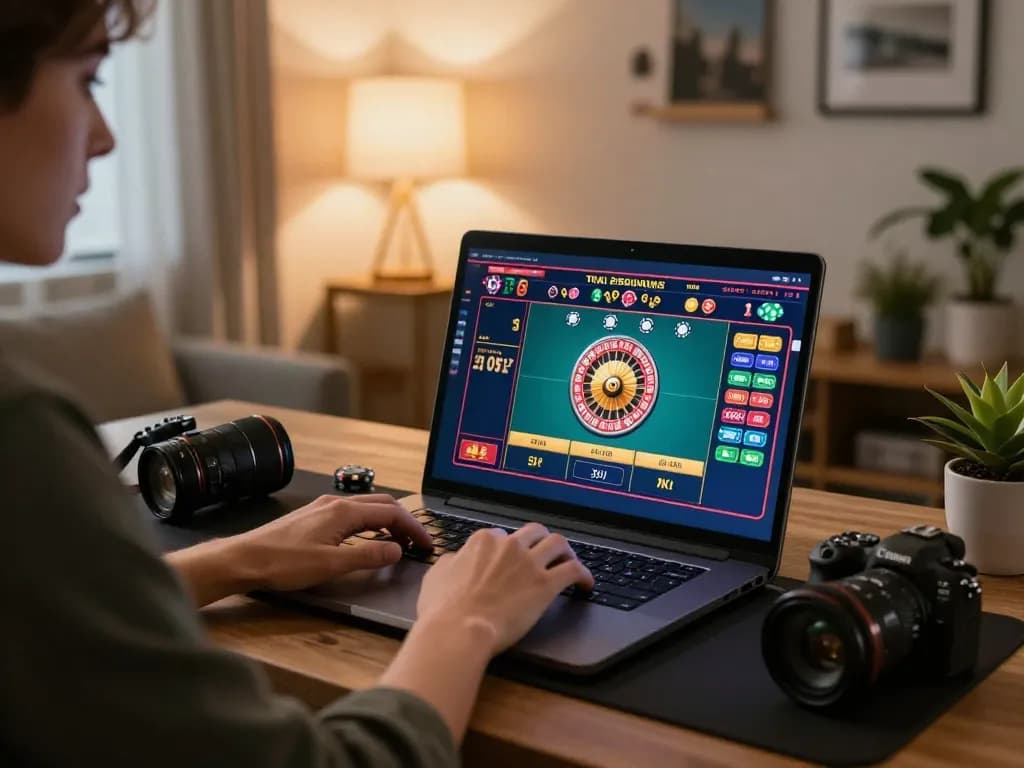KJC players strategizing during an online roulette game in a cozy home office