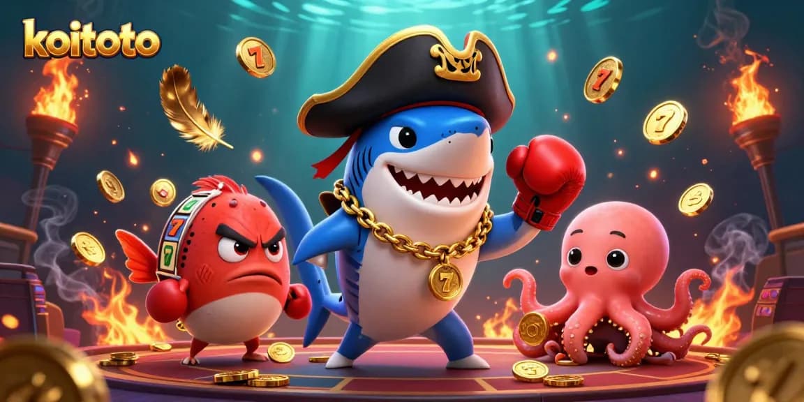 Koitoto offers dynamic slot games with colorful characters and engaging gameplay elements in this vibrant casino illustration.