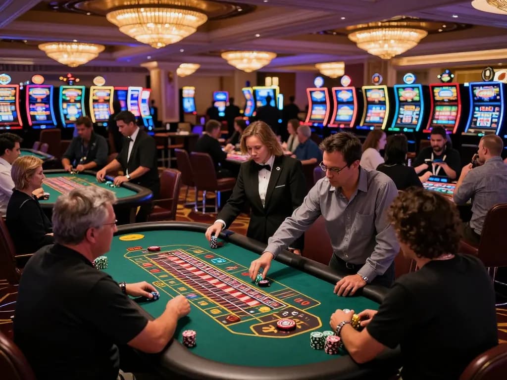 Players engaging at roulette tables in the vibrant HM88 casino atmosphere, creating dynamic betting excitement.
