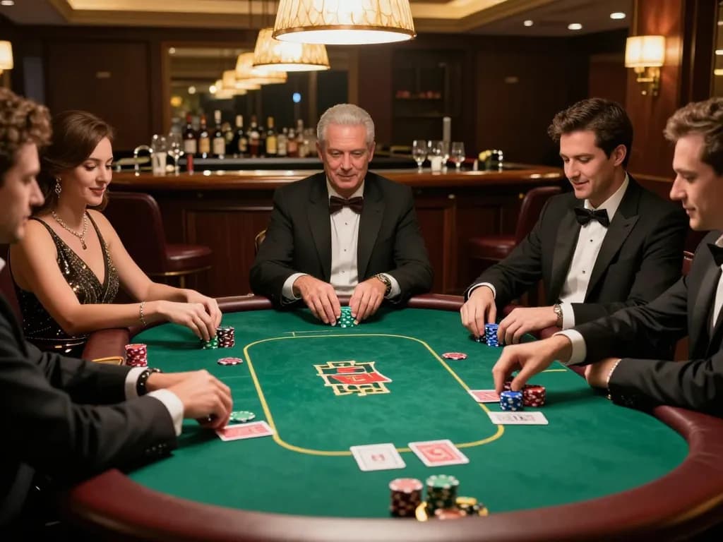 Players enjoying a high-stakes poker game at 789CLUB in an elegant casino setting.