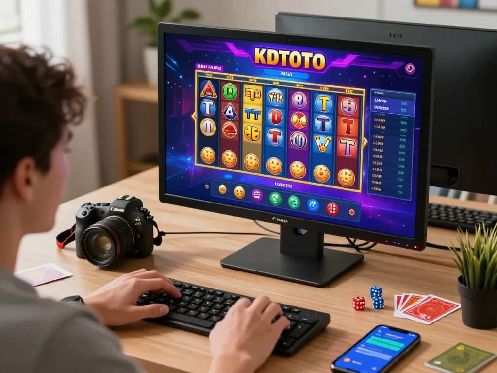 KDTOTO player engaged in exciting online gaming with colorful Toto Slot games visible on screen