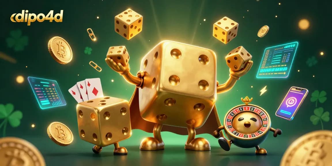 Engage with the exciting world of dipo4d through this vivid 3D casino illustration highlighting thrilling gaming elements.