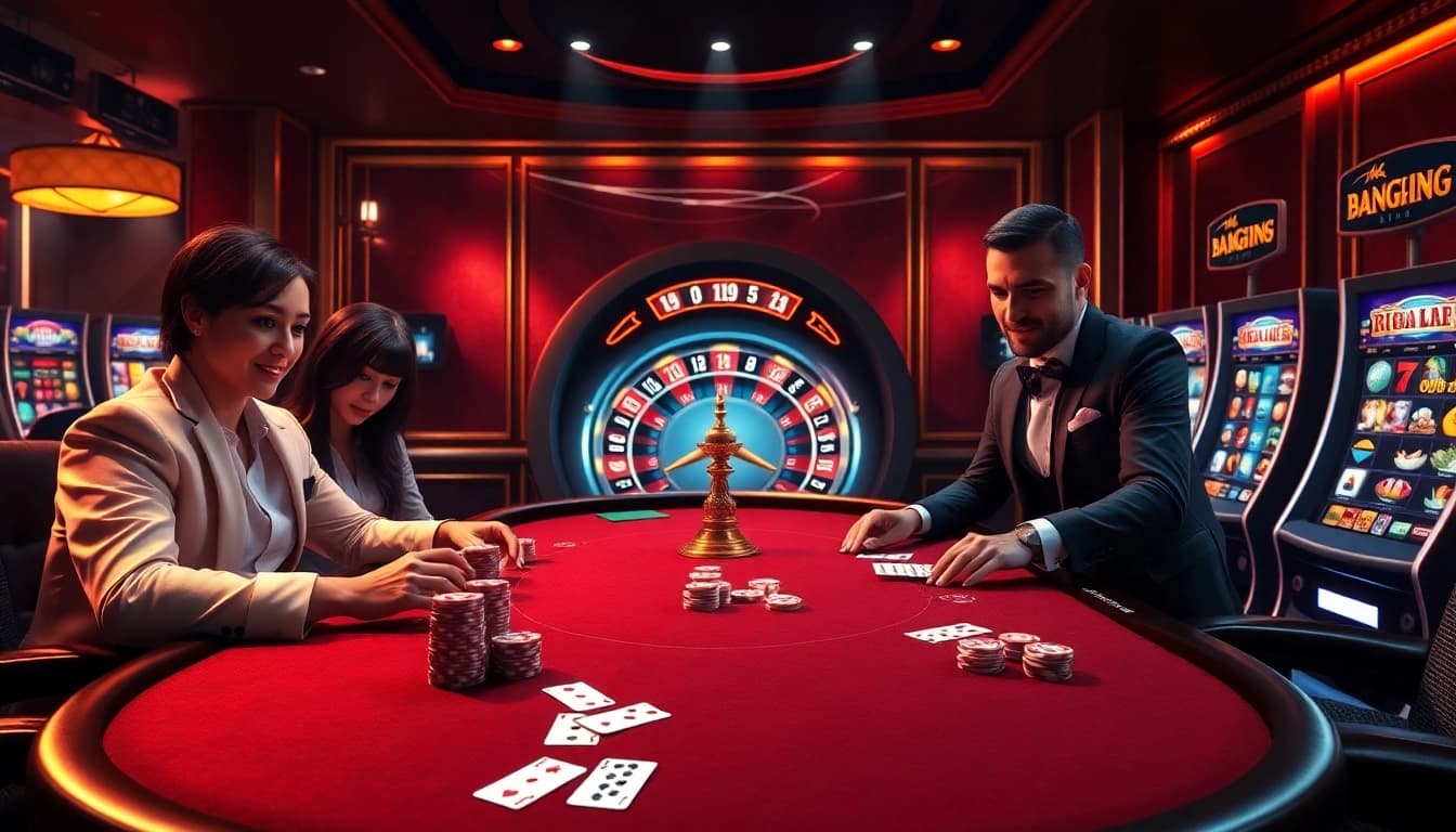 Action-packed poker game at https://okwinbiz.com/ with colorful chips and stylish decor.