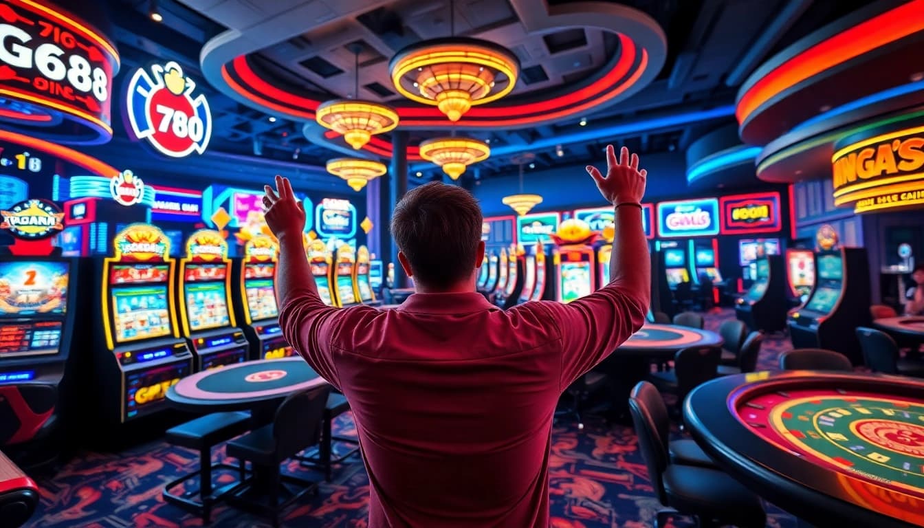 Discover Go88's exhilarating gaming environment, showcasing vibrant casino elements and interactive experiences.