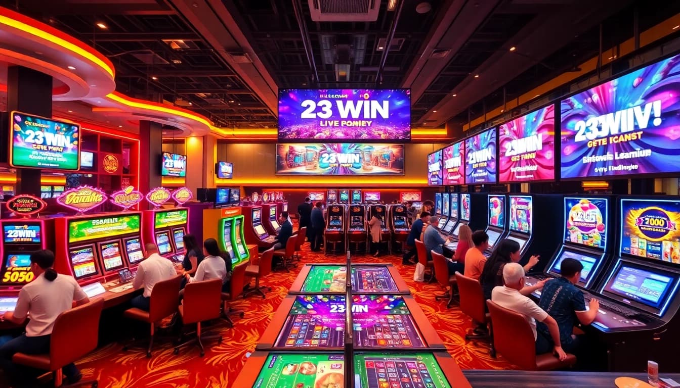 Experience the excitement of 23WIN's vibrant casino atmosphere with lively games and engaging dealers.