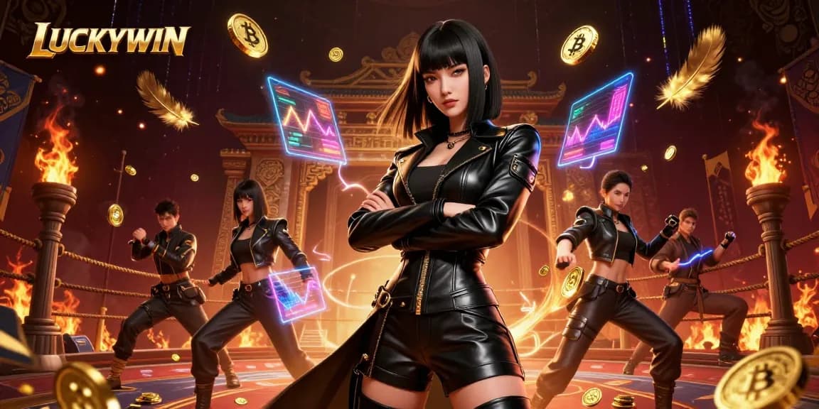 LUCKYWIN transforms casino thrills with a powerful Asian woman in a dynamic betting scene.