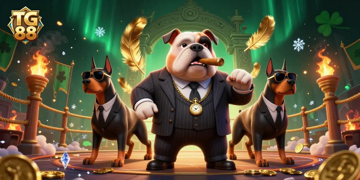 Join the fun at TG 88 gaming arena with dynamic characters, gold coins, and energetic casino elements.