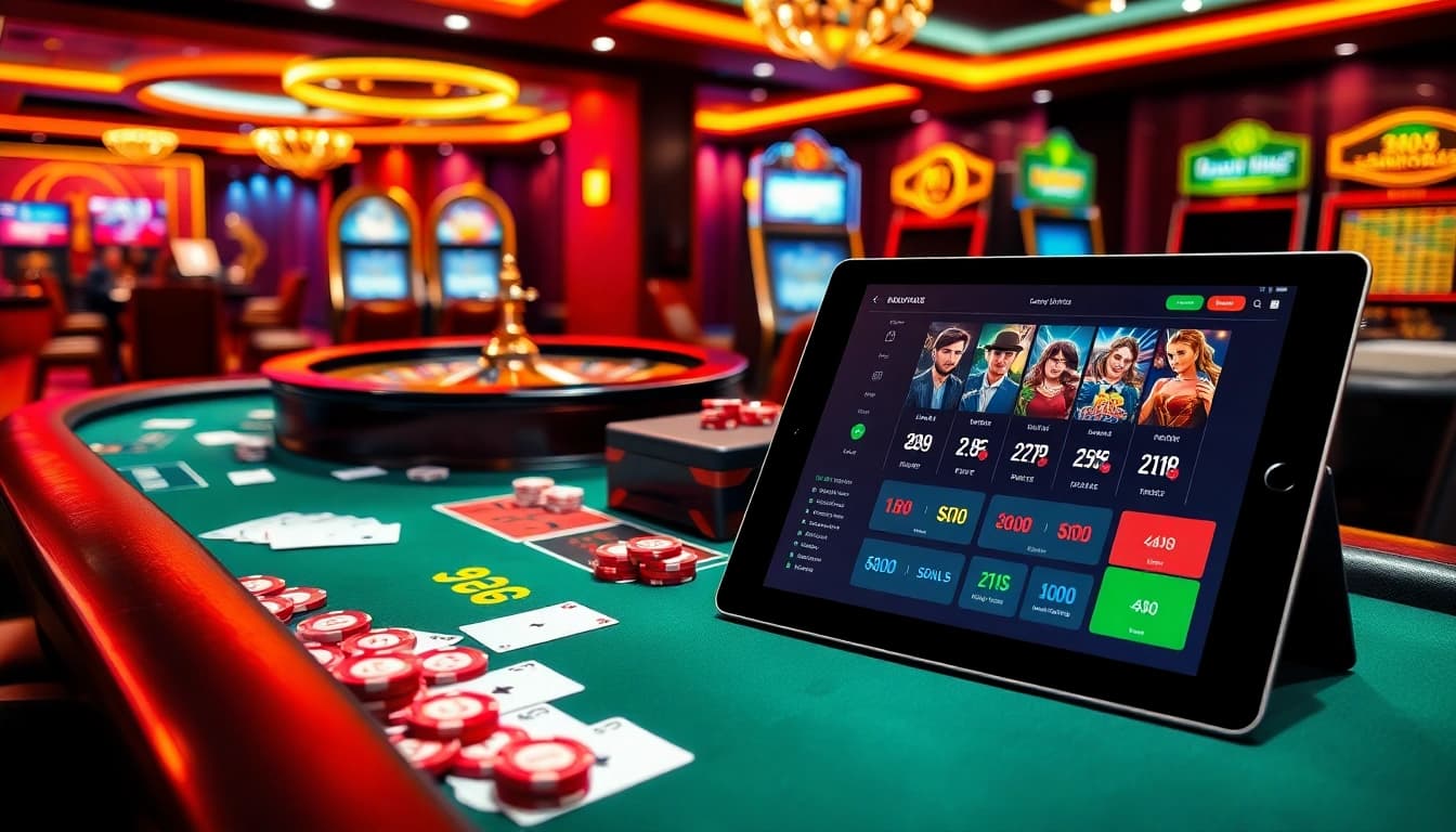 Experience excitement at https://bong88.casa/ with a luxurious casino scene, cards, roulette, and chips.