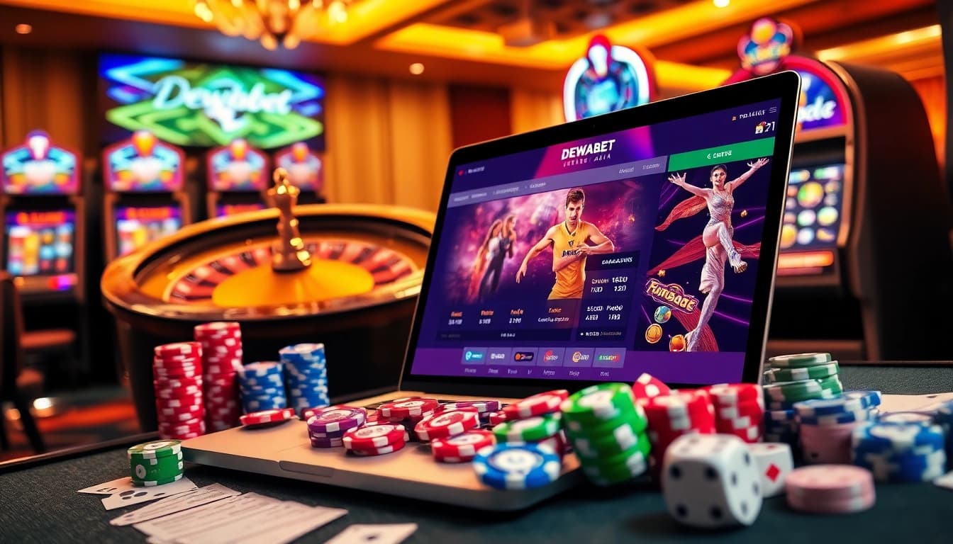 Experience thrilling gameplay at Dewabet Asia with colorful chips and vibrant online betting features.
