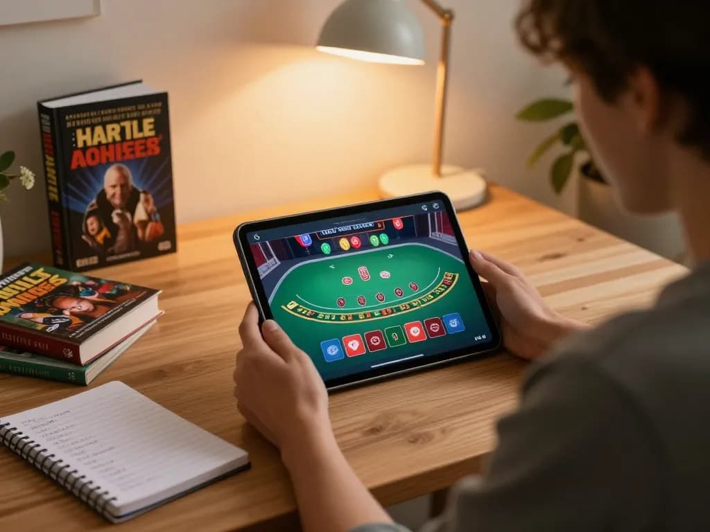 C168 player engaged in live dealer blackjack strategy from home office setup