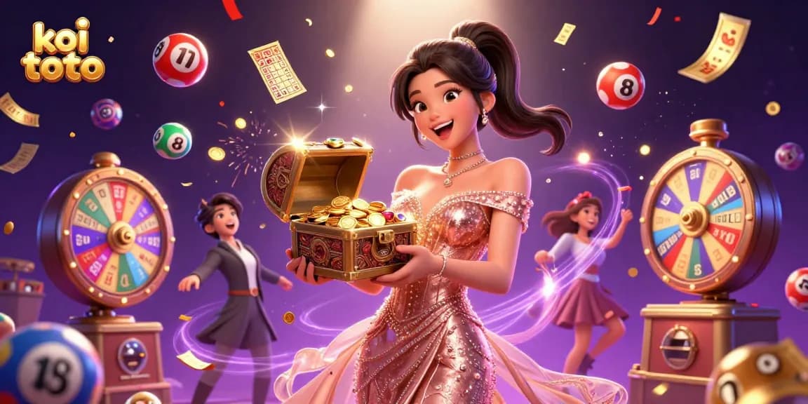 Koi toto players winning big at an online casino with vibrant graphics and lively atmosphere.