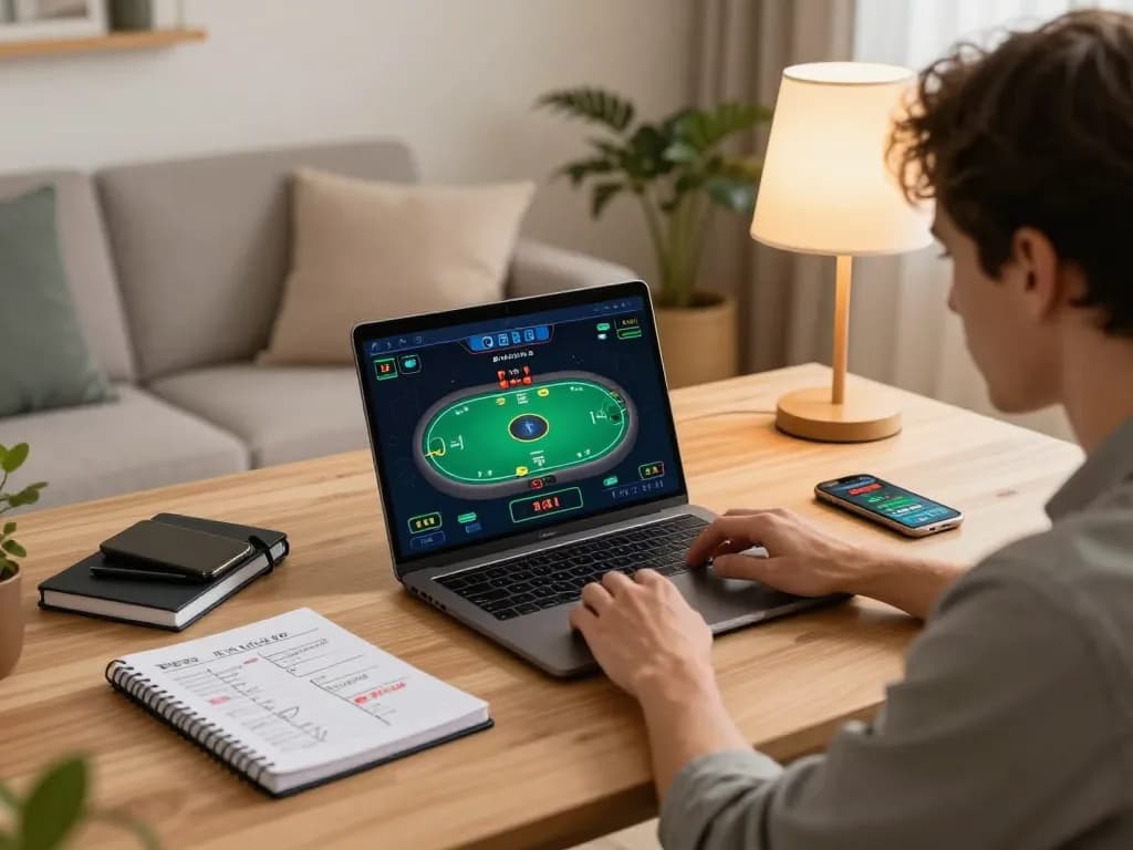 Player strategizing and gaming online with nhatvip in cozy living room setting.