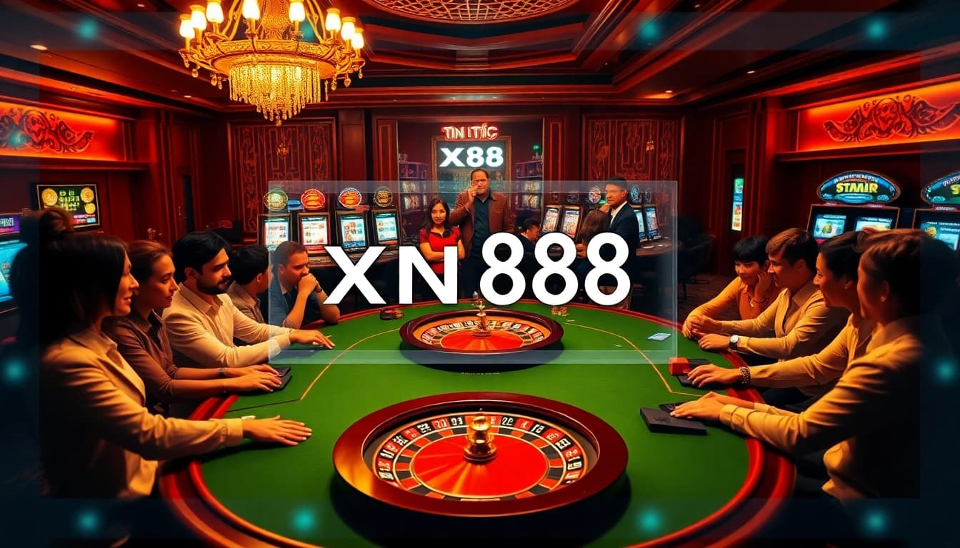 Exciting gameplay at a luxurious casino highlighting tin tức xn88 in a vibrant scene of poker.