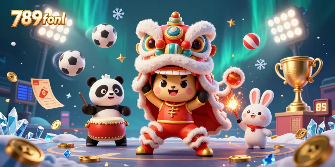 Engage with the vibrant atmosphere of 789fonl through a dynamic 3D illustration featuring a lively lion dance.