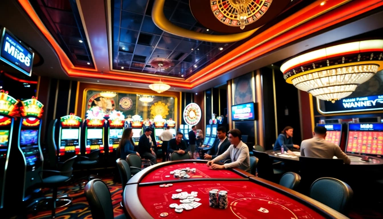 Players enjoying an immersive gaming experience at MI88's vibrant casino floor.