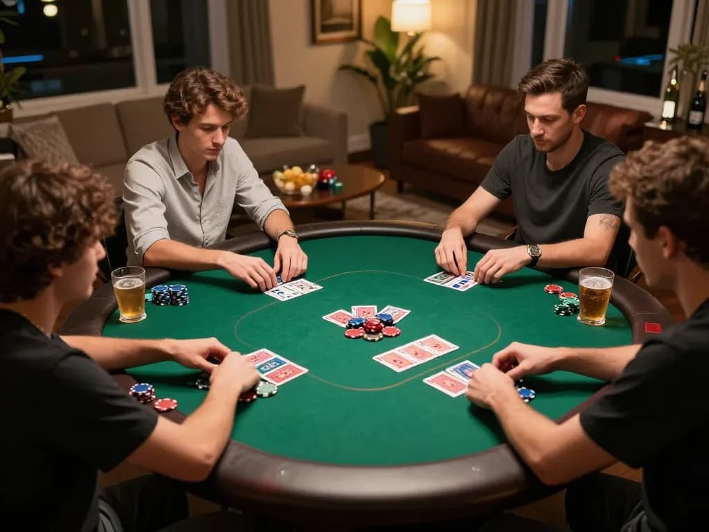 Players enjoy an exciting poker game at home with 789P focusing on strategic gameplay and social interaction.