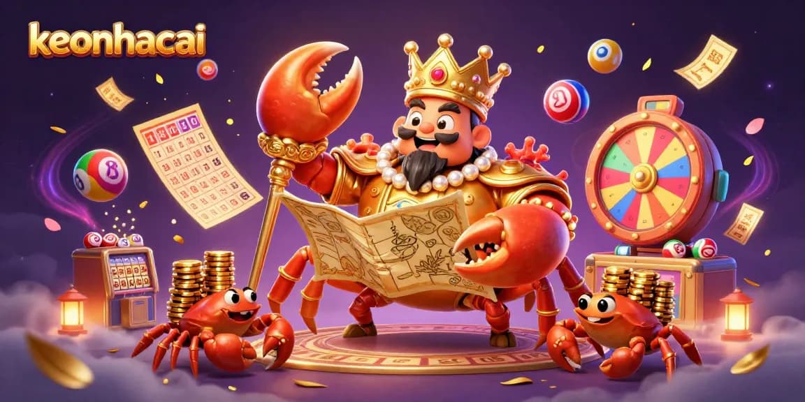 Engage with keonhacai as the golden crab emperor rules a vibrant casino, enriching your betting experience.