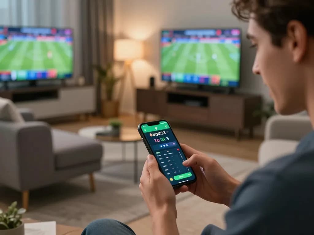 Engaging moment using the bgd33 app on a smartphone for online sports betting excitement.