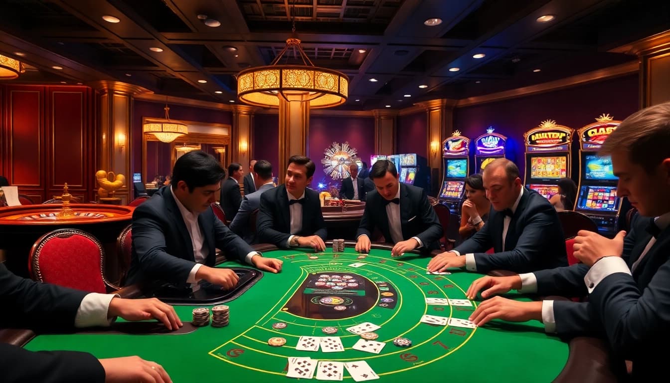Exciting casino scene featuring action at the blackjack table with hidden wiki elements.