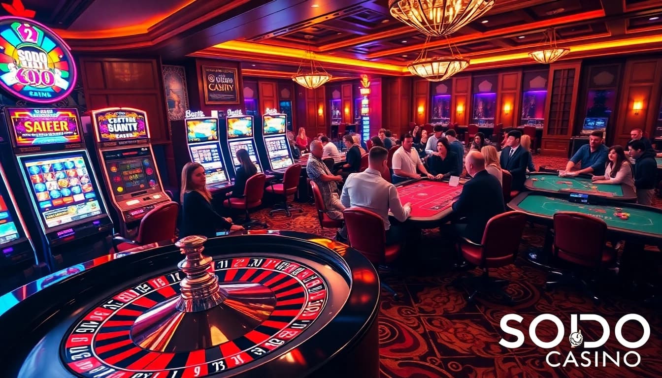 Experience the excitement of SODO CASINO with vibrant gaming tables and thrilling action.