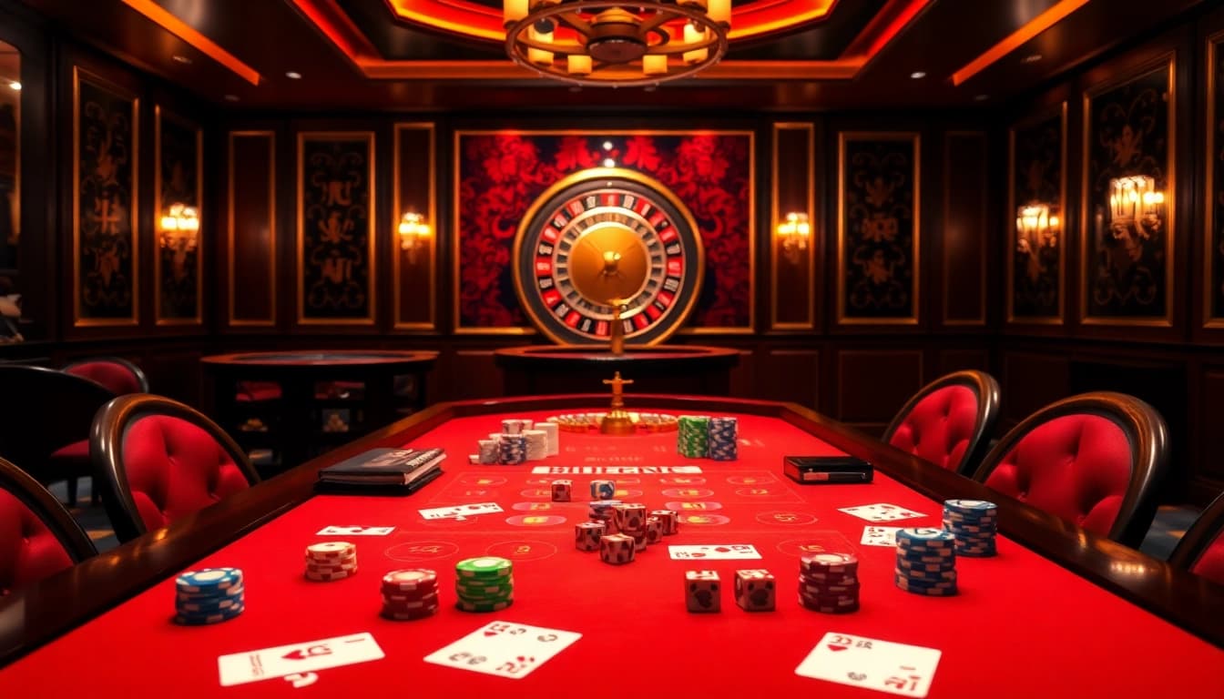 Engaging scene of 68 game bài gameplay with vibrant casino elements like chips and cards.