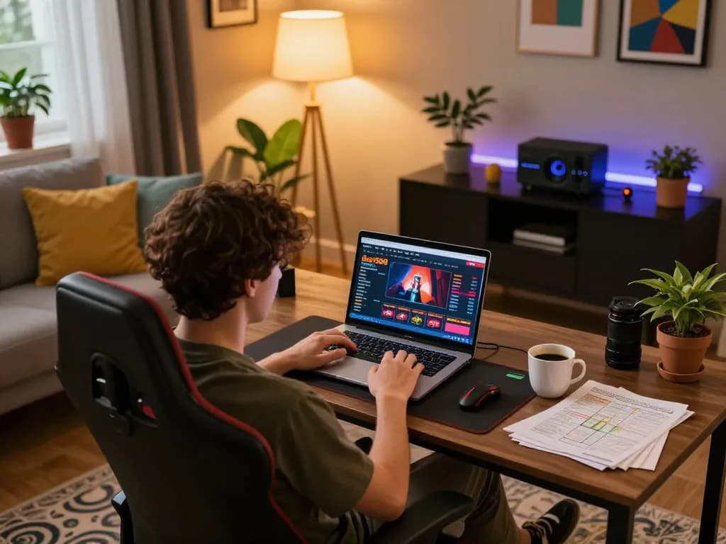 Pemain yang terlibat menikmati pengalaman kasino online dewi999 di lingkungan rumah yang bergaya.