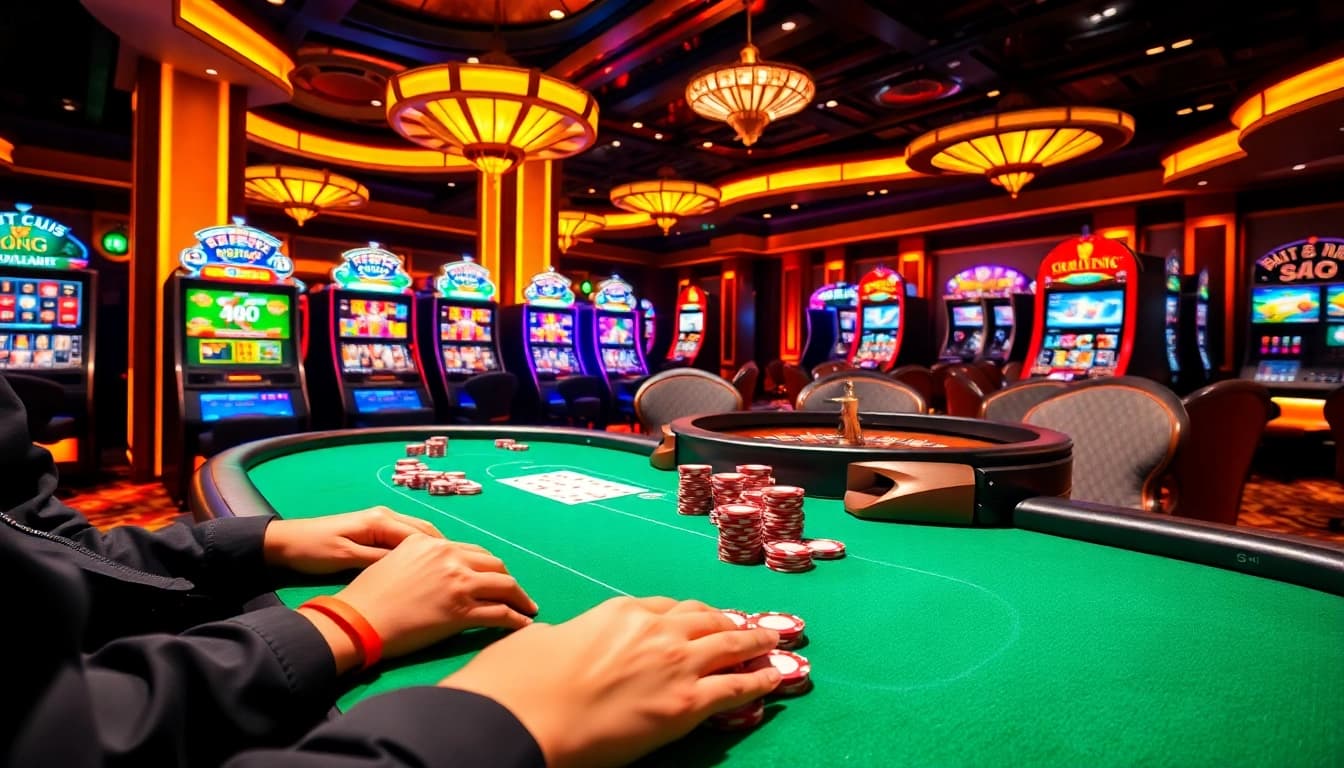 Engage in thrilling poker action at https://gg88.hu.net/, featuring colorful slots and a roulette wheel.