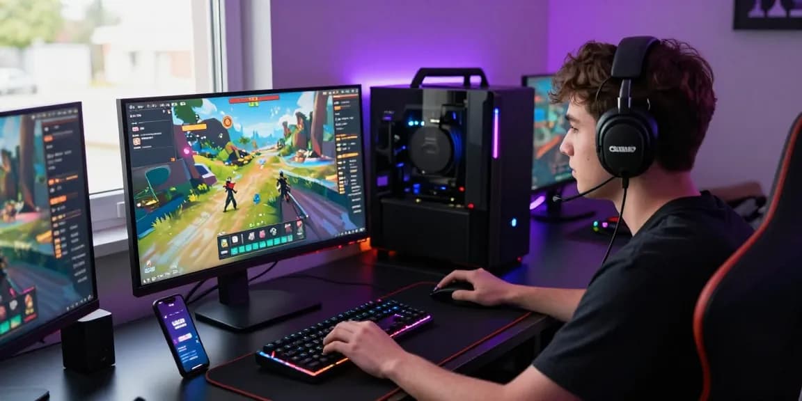 Player enjoying CIKA4D online games, vibrant game interface and accessories