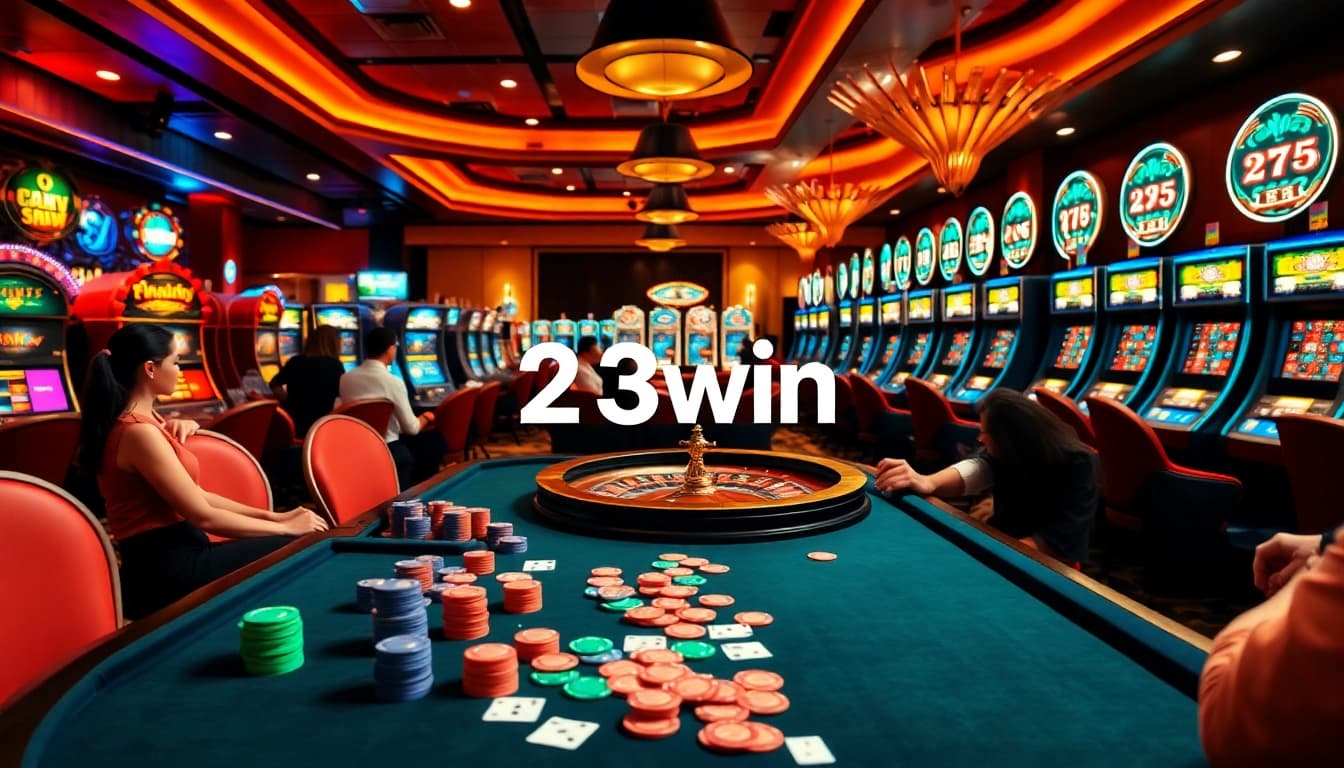 Experience the thrill of gambling at 23win, with vibrant casino tables and engaging gameplay elements.