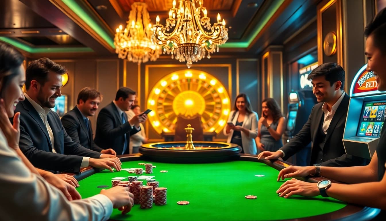 Daga players engaging in an exciting casino game at a luxurious table.