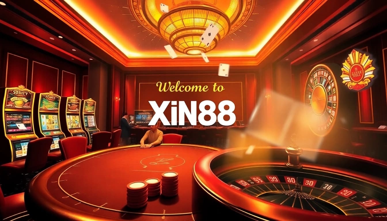 Experience the thrill of gambling at Xin88's luxurious casino atmosphere with vibrant games and engaging players.