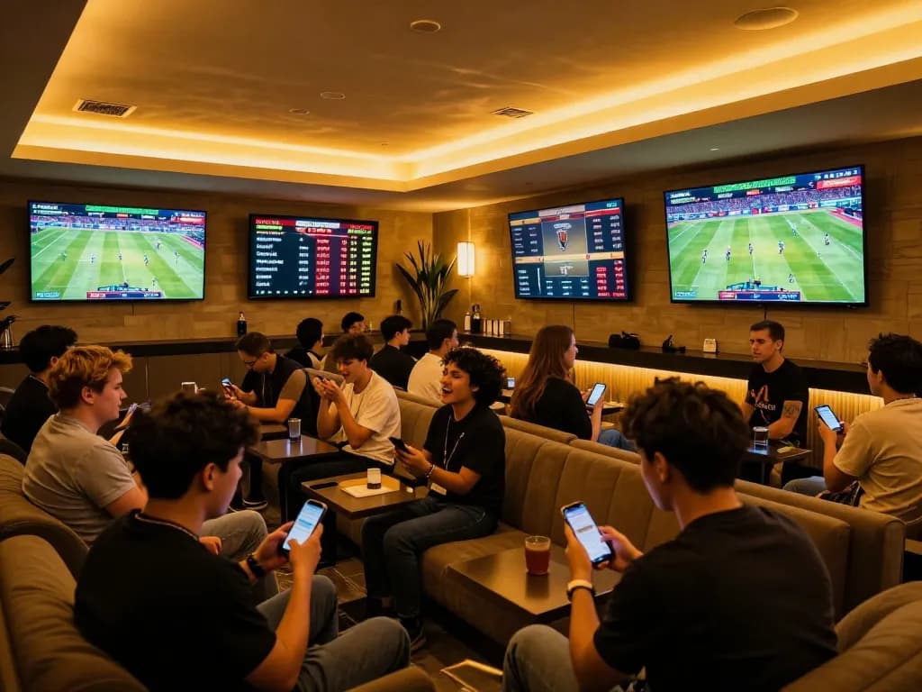 Engaging sports betting scene showcasing landlordmoneysaving insights on live odds and ecstatic fans
