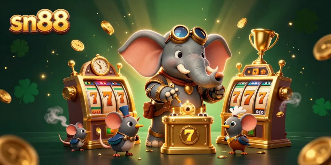 Experience thrilling gameplay with sn88's vibrant steampunk-themed gambling scene featuring a golden slot machine.