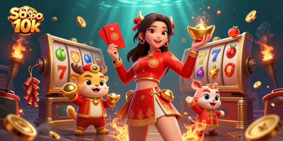 Engage in thrilling gameplay at Slot Depo 10k with captivating slot reels and dynamic casino elements.