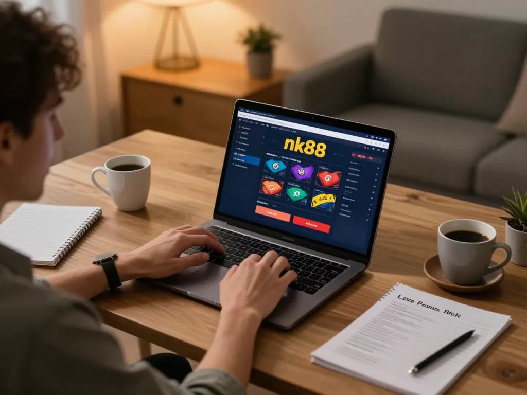 Engaging with nk88 online casino gameplay in a cozy home setup