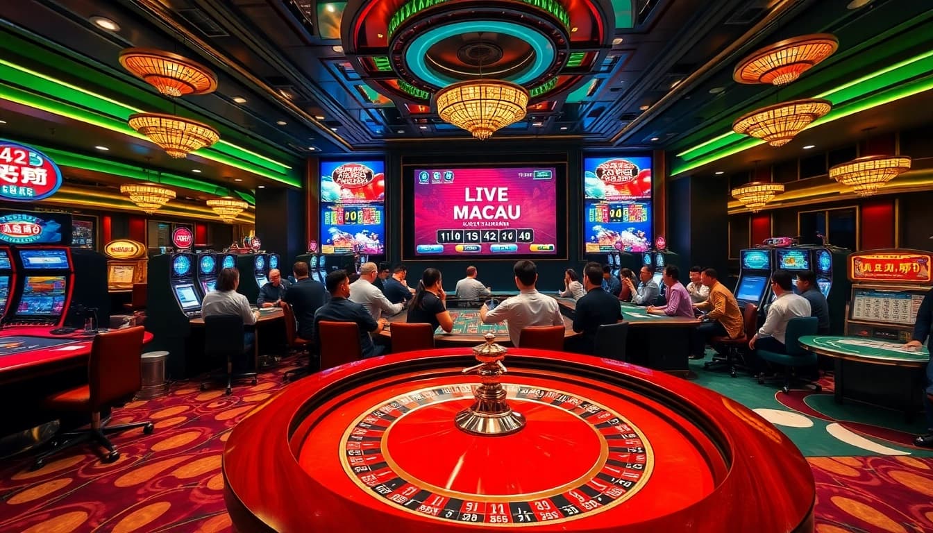 Check the Result Macau as players celebrate live draw moments at a luxurious casino.