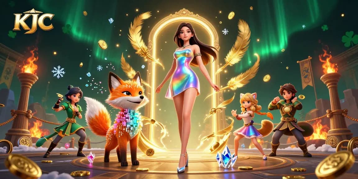 Experience KJC with a dazzling 3D scene showcasing vibrant casino atmosphere and characters.