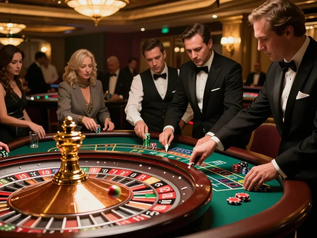 Players engaging in intense roulette gameplay at TK999 casino, showcasing vibrant chips and exciting atmosphere.