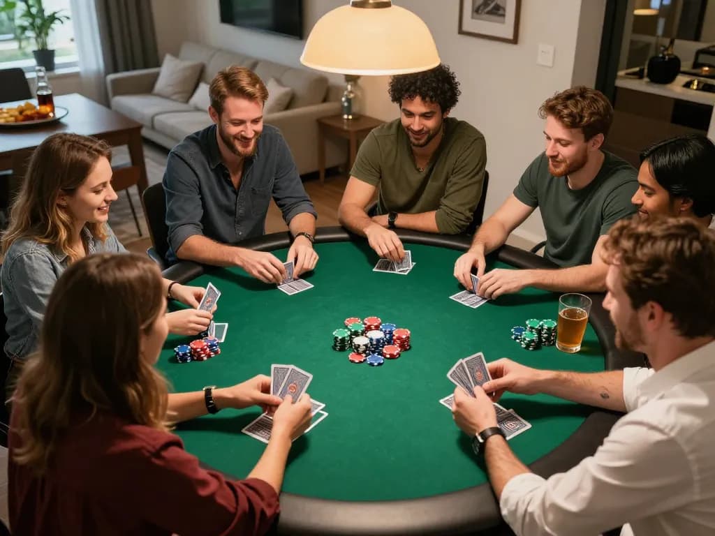 Players engage in a competitive poker night while enjoying friendly bets at a kdslot table.