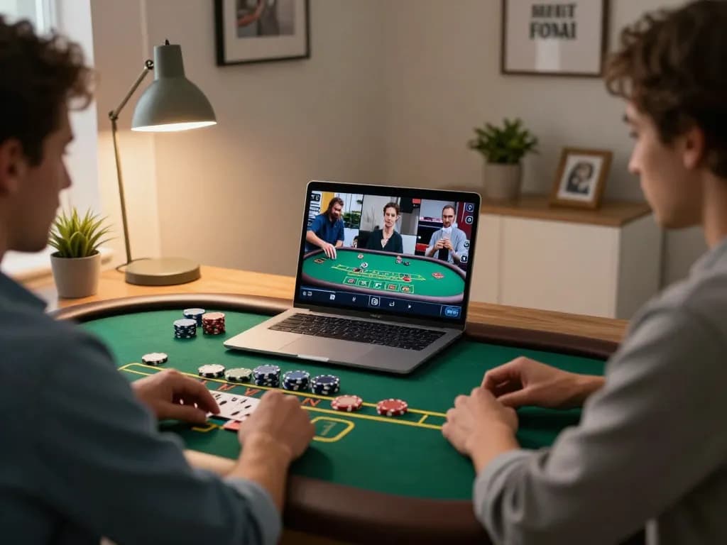 Player strategizing on bdtk66 while enjoying a live dealer blackjack game at home, showcasing a cozy setup.