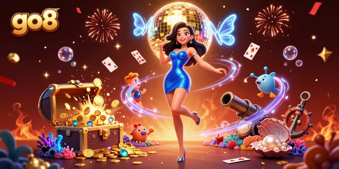 Experience thrilling gameplay with go8 at an electrifying casino scene featuring vibrant characters and dynamic game elements.