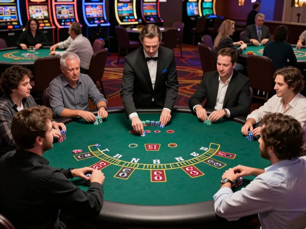 Players actively enjoying blackjack at LC88 casino, showcasing strategic gameplay and engagement.