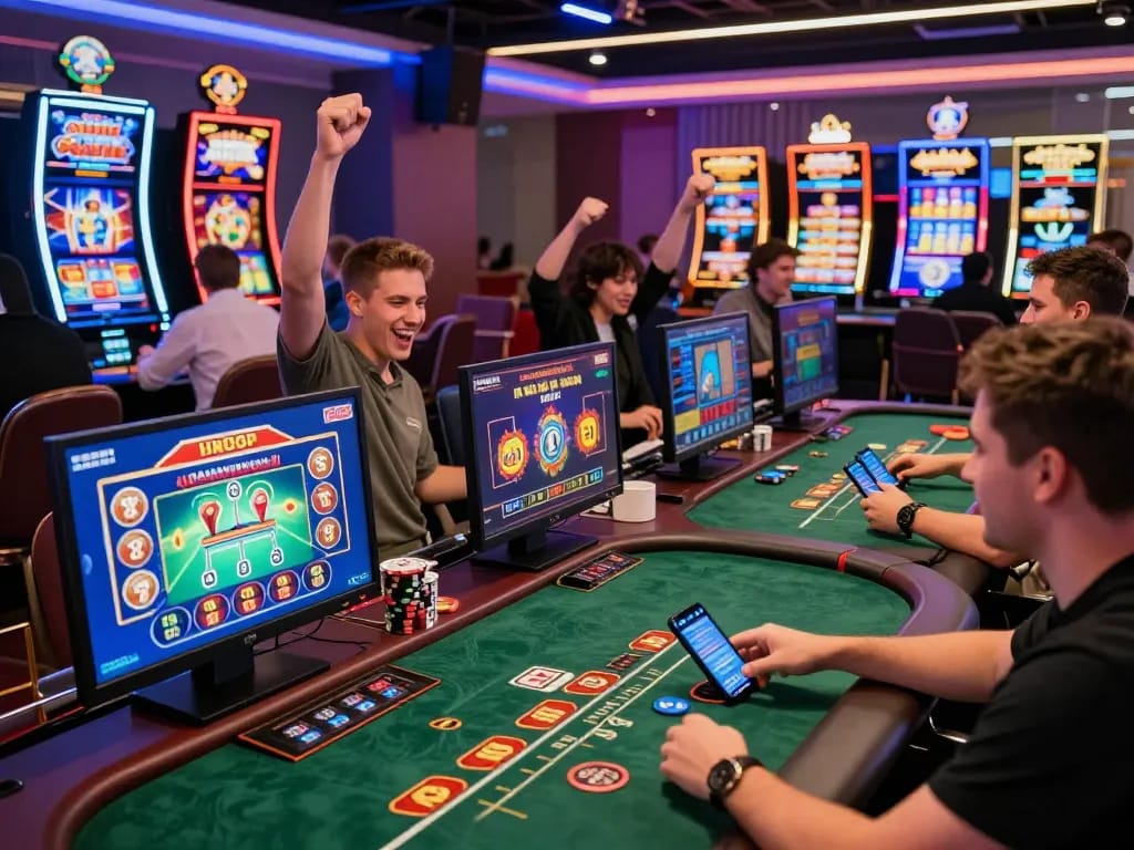 Players enjoying thrilling games at TT88 online casino, showcasing excitement and diverse betting options.