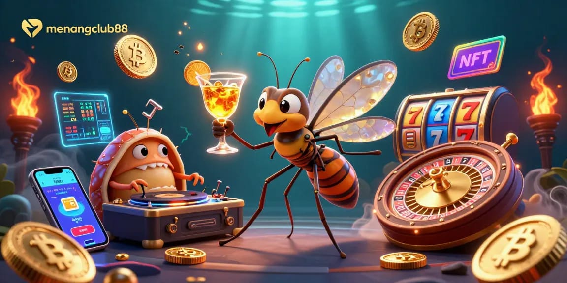 Experience excitement with menangclub88's engaging 3D casino scene featuring unique characters and dynamic game elements.