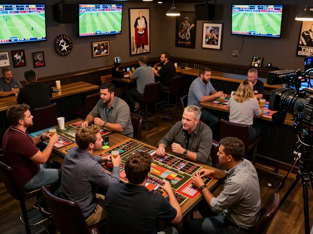 88vin patrons actively placing bets and discussing strategies in a lively sports betting environment.
