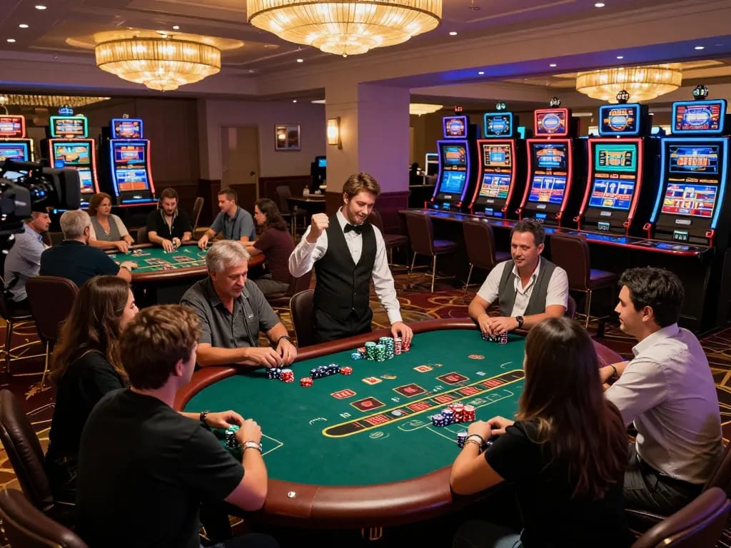 Active players enjoying Pragmati Play tables in a lively casino atmosphere filled with excitement.
