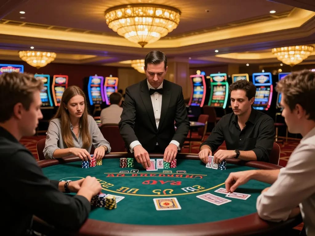 Experience strategic gameplay at lovingaze with players enjoying Blackjack in a vibrant casino atmosphere