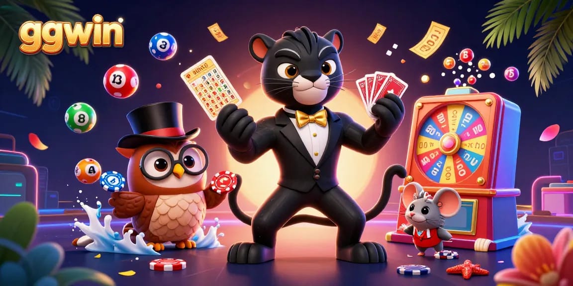 Experience excitement with ggwin in a vibrant casino scene featuring dynamic characters and game elements.